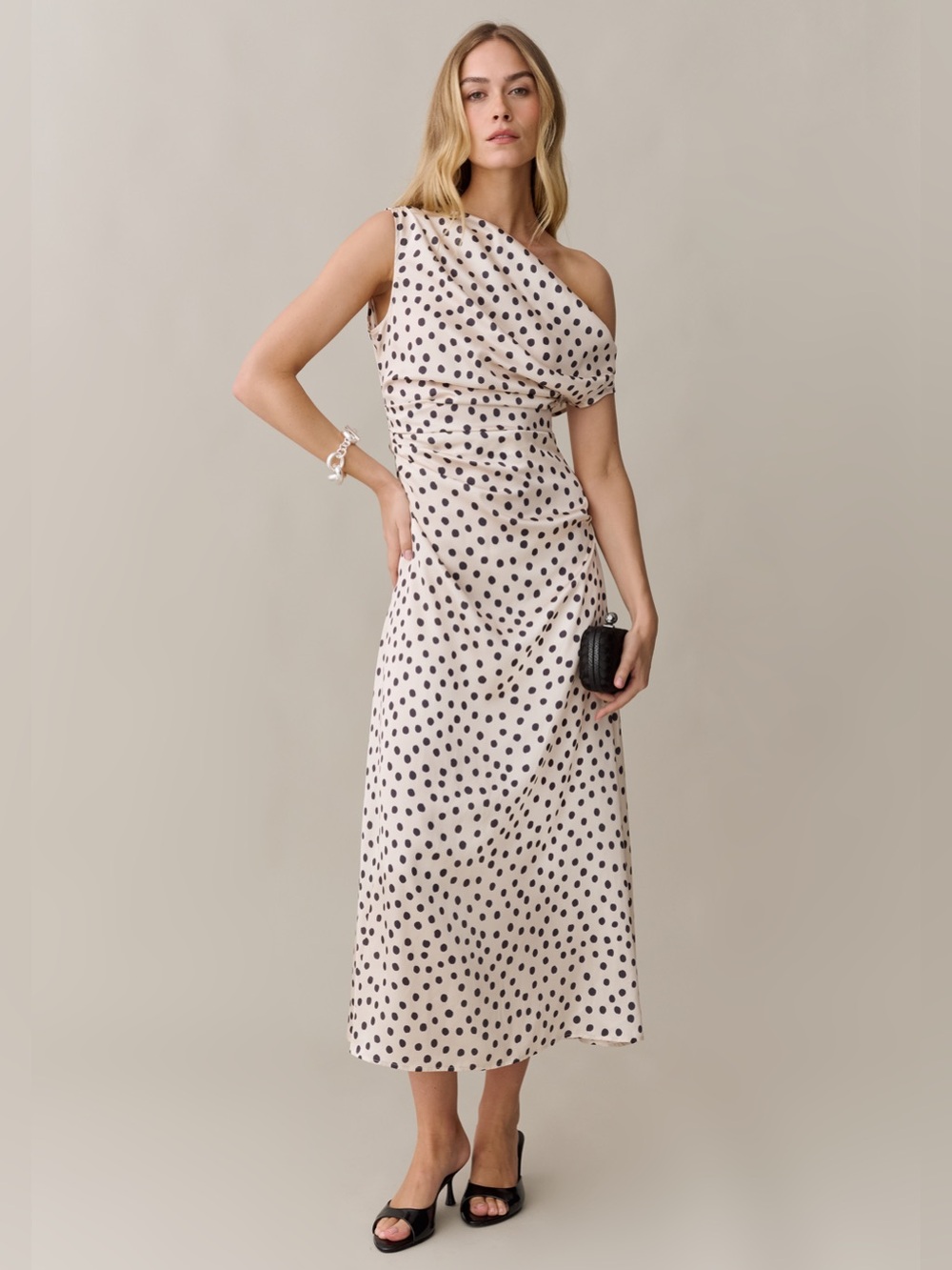 O.P.T. polka dot off the shoulder dress